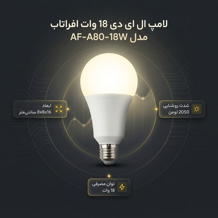 لامپ حبابی ال ای دی 18 وات افراتاب مدل AF-A80-18W پایه E27